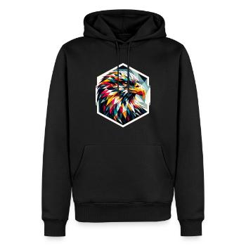 White-tailed eagle in polygon representation - Men’s Premium Organic Hoodie - black - Front - Nico (187cm)