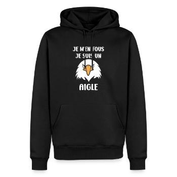 Citation humour Oiseau aigle - Sweat à capuche Premium bio Homme - noir - Devant - Nico (187cm)