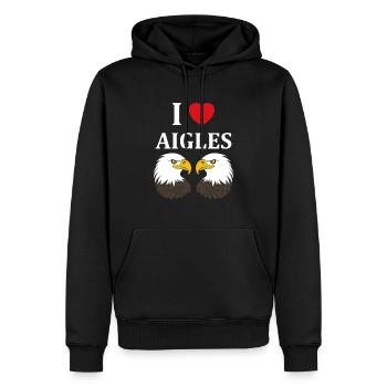 Citation humour Oiseau aigle - Sweat à capuche Premium bio Homme - noir - Devant - Nico (187cm)