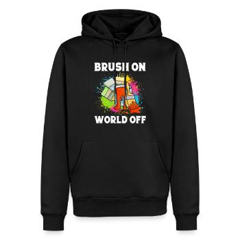 Funny Art Painter Brush On World Off Drawing Gift - Men’s Premium Organic Hoodie - black - Front - Nico (187cm)