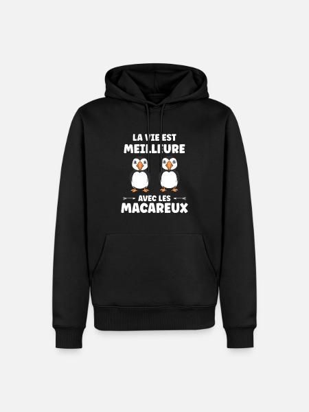 macareux - Sweat à capuche Premium bio Homme - noir