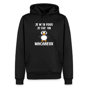 macareux - Sweat à capuche Premium bio Homme - noir - Devant - Nico (187cm)