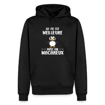 macareux - Sweat à capuche Premium bio Homme - noir - Devant - Nico (187cm)