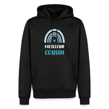 meilleur cousin arc-en-ciel cadeau cousin - Sweat à capuche Premium bio Homme - noir - Devant - Nico (187cm)