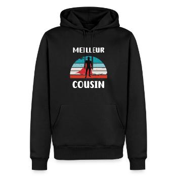 meilleur cousin rétro vintage cadeau cousin - Sweat à capuche Premium bio Homme - noir - Devant - Nico (187cm)