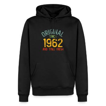Millésime 1962 - Sweat à capuche Premium bio Homme - noir - Devant - Nico (187cm)