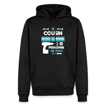 DIY Cousin Handyman Humor Cousin Gift - Men’s Premium Organic Hoodie - black - Front - Nico (187cm)