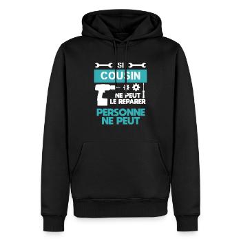 DIY Cousin Handwerker Lustiger Humor - Männer Premium Bio Hoodie - Schwarz - Vorne - Nico (187cm)