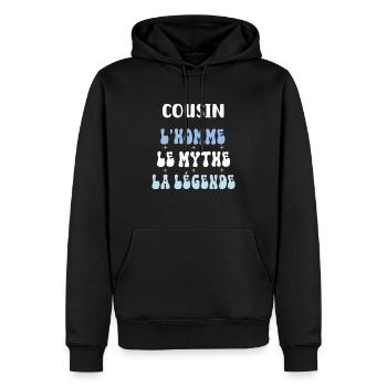 cousin homme mythe légende fleurs bohème - Sweat à capuche Premium bio Homme - noir - Devant - Nico (187cm)
