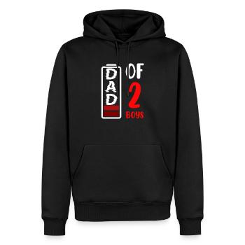 Papa De 2 Garçons Batterie Faible Souhaitant Papa Papa - Sweat à capuche Premium bio Homme - noir - Devant - Nico (187cm)