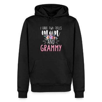 J’ai deux titres, Mom et Grammy, je les porte tous les deux - Sweat à capuche Premium bio Homme - noir - Devant - Nico (187cm)