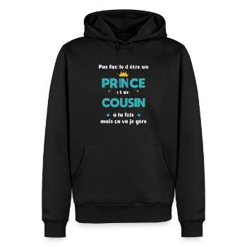 cousin prince cadeau cousin - Sweat à capuche Premium bio Homme - noir - Devant - Nico (187cm)
