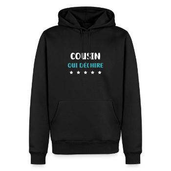 Cousin zerreißen personalisiertes Cousin Geschenk - Männer Premium Bio Hoodie - Schwarz - Vorne - Nico (187cm)