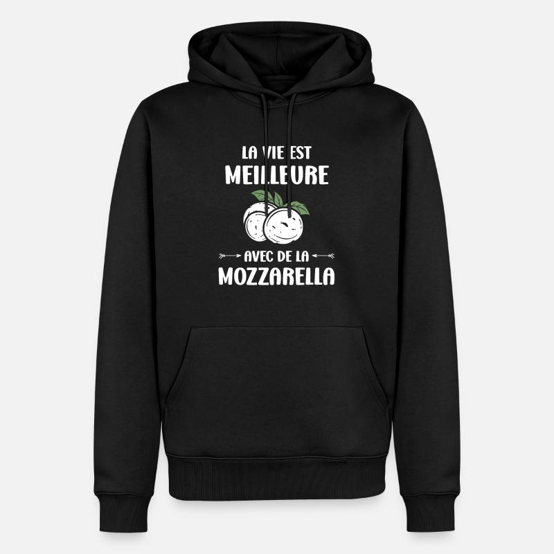 Humour mozzarella - Sweat à capuche Premium bio Homme - noir