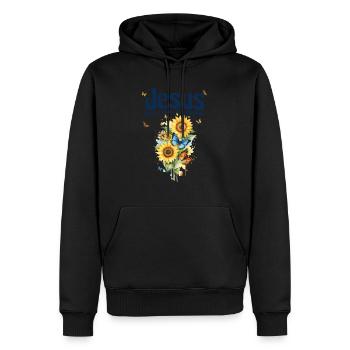 Jésus Ce n’est pas de la religion, c’est une relation - Sweat à capuche Premium bio Homme - noir - Devant - Nico (187cm)