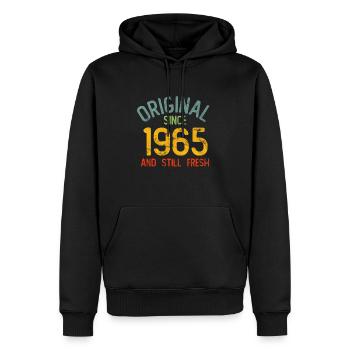 Millésime 1965 - Sweat à capuche Premium bio Homme - noir - Devant - Nico (187cm)