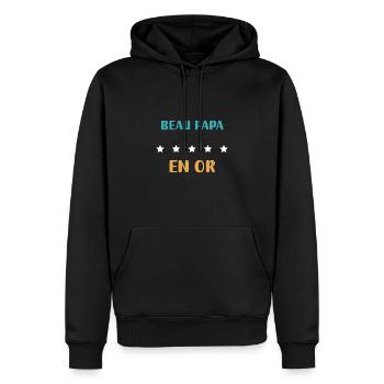 beau papa en or personnalisé cadeau - Sweat à capuche Premium bio Homme - noir - Devant - Nico (187cm)