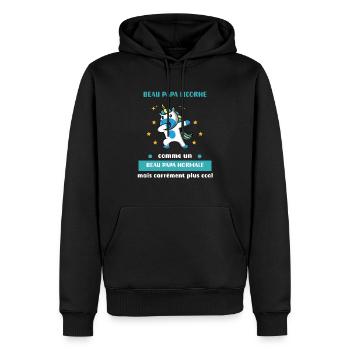Beautiful Unicorn Dad Handsome Normal Dad Gift - Men’s Premium Organic Hoodie - black - Front - Nico (187cm)