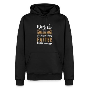Café - Sweat à capuche Premium bio Homme - noir - Devant - Nico (187cm)