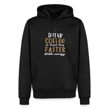 Café - Sweat à capuche Premium bio Homme - noir - Devant - Nico (187cm)