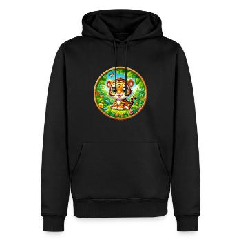 Tigre, Bébé Tigre - Sweat à capuche Premium bio Homme - noir - Devant - Nico (187cm)