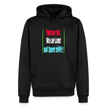 Tamburello : là où le rythme rencontre le sport - Sweat à capuche Premium bio Homme - noir - Devant - Nico (187cm)