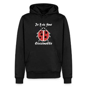 Citation Humour Petite coccinelle - Sweat à capuche Premium bio Homme - noir - Devant - Nico (187cm)