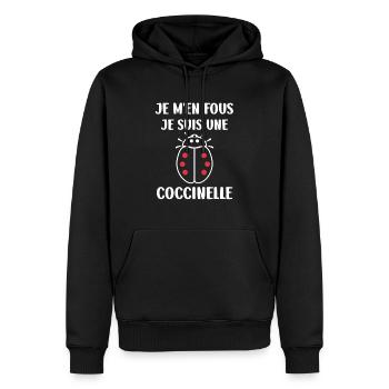 Citation Humour Petite coccinelle - Sweat à capuche Premium bio Homme - noir - Devant - Nico (187cm)