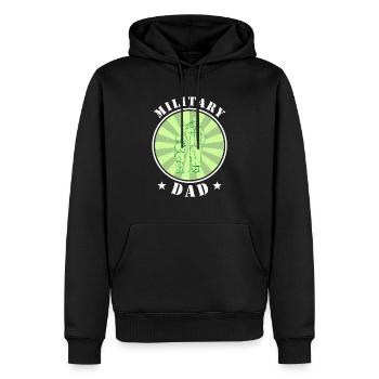 Papa Papa Fête des pères Soldat militaire - Sweat à capuche Premium bio Homme - noir - Devant - Nico (187cm)
