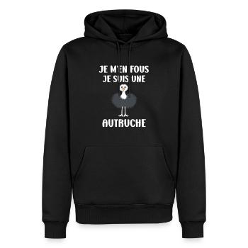 Humour autruche - Sweat à capuche Premium bio Homme - noir - Devant - Nico (187cm)