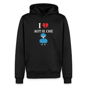 Humour autruche - Sweat à capuche Premium bio Homme - noir - Devant - Nico (187cm)