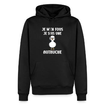 Humour autruche - Sweat à capuche Premium bio Homme - noir - Devant - Nico (187cm)