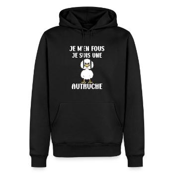 Humour autruche - Sweat à capuche Premium bio Homme - noir - Devant - Nico (187cm)