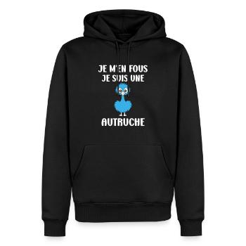 Humour autruche - Sweat à capuche Premium bio Homme - noir - Devant - Nico (187cm)