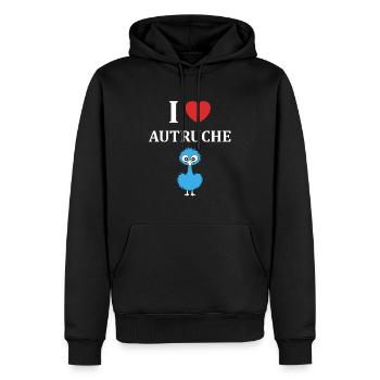 Humour autruche - Sweat à capuche Premium bio Homme - noir - Devant - Nico (187cm)