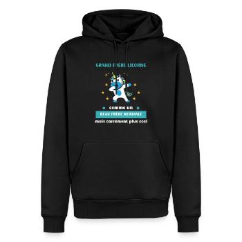 beau frère licorne beau frère normal cadeau - Sweat à capuche Premium bio Homme - noir - Devant - Nico (187cm)