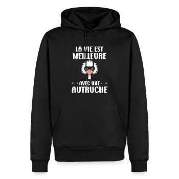 Strauß Zitat - Männer Premium Bio Hoodie - Schwarz - Vorne - Nico (187cm)