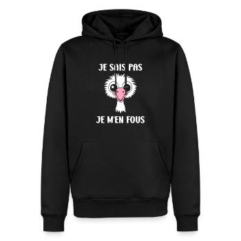 Humorvolles Strauß-Zitat - Männer Premium Bio Hoodie - Schwarz - Vorne - Nico (187cm)
