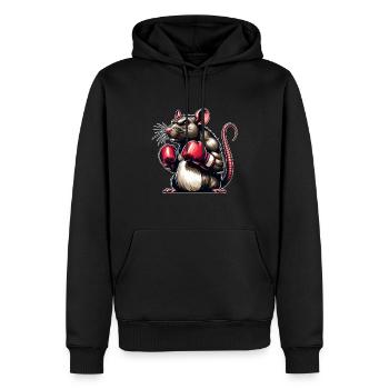 Rat avec des gants de boxe, Boxeur Rat - Sweat à capuche Premium bio Homme - noir - Devant - Nico (187cm)