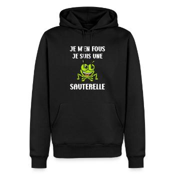 Humour sauterelle - Sweat à capuche Premium bio Homme - noir - Devant - Nico (187cm)