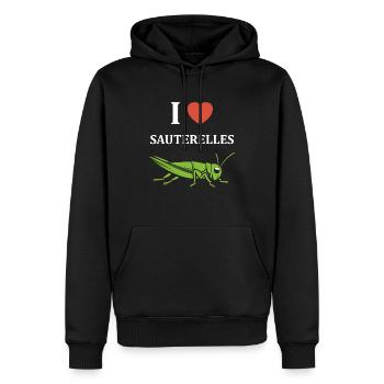 Insecte humour Sauterelle - Sweat à capuche Premium bio Homme - noir - Devant - Nico (187cm)