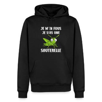 Insecte humour Sauterelle - Sweat à capuche Premium bio Homme - noir - Devant - Nico (187cm)