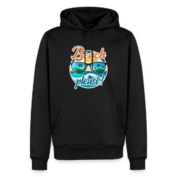 Beach please! - Männer Premium Bio Hoodie - Schwarz - Vorne - Nico (187cm)
