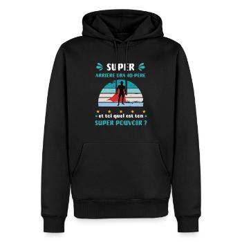 Great-grandfather superpower - Men’s Premium Organic Hoodie - black - Front - Nico (187cm)