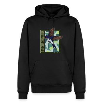 Hirondelle rustique Peinture rétro Autriche Oiseau - Sweat à capuche Premium bio Homme - noir - Devant - Nico (187cm)