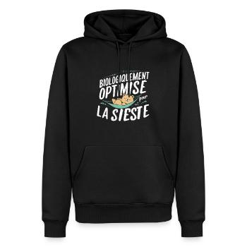 Biologiquement optimisé pour la sieste - Homme - Sweat à capuche Premium bio Homme - noir - Devant - Nico (187cm)