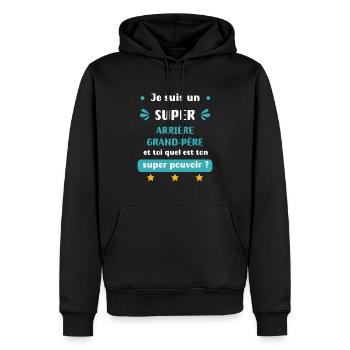 Super-Ur-Großvater-Superkraft - Männer Premium Bio Hoodie - Schwarz - Vorne - Nico (187cm)
