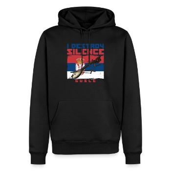 I destroy silence gusle Serbien Balkan Flagge - Männer Premium Bio Hoodie - Schwarz - Vorne - Nico (187cm)