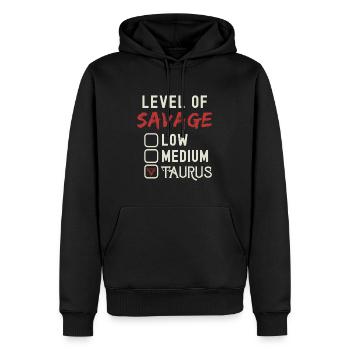 Level Of Savage Stier Lustige Sternzeichen-Astrologie - Männer Premium Bio Hoodie - Schwarz - Vorne - Nico (187cm)