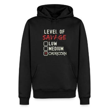 Niveau De Sauvage Capricorne Drôle Signe Astrologique - Sweat à capuche Premium bio Homme - noir - Devant - Nico (187cm)